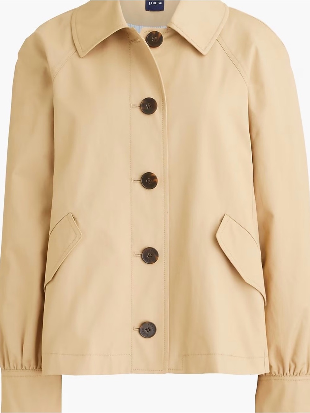 J. Crew Khaki Button-Front Trench Jacket - Picture 3 of 7